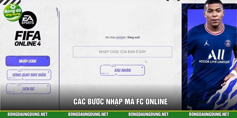 Các bước nhập mã FC Online