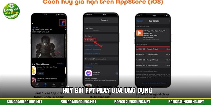 Hủy gói FPT Play qua ứng dụng