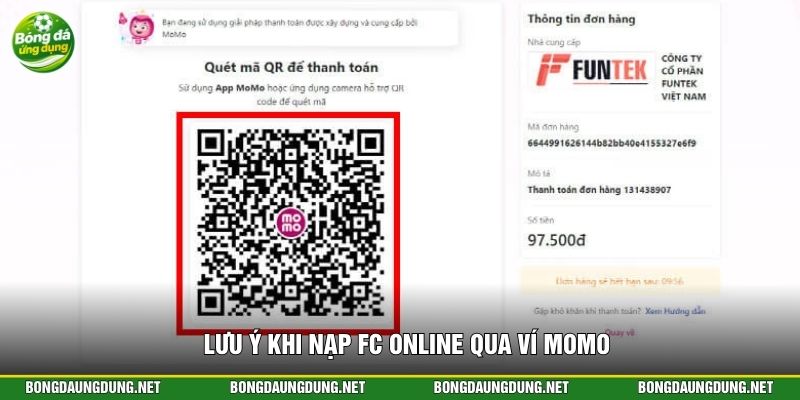 Lưu ý khi nạp FC Online qua ví Momo